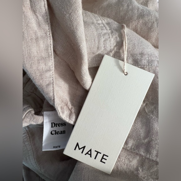 NWT Mate The Label 100% Organic Linen Natural Short Sleeve Button Up Jumpsuit - Picture 8 of 10